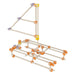 Mechanical model made of interlocking plastic pieces on a white background