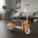 Beaver wooden build Children's toy scooter with orange and white design on a white background