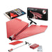 PowerUp 2.0 paper airplane kit with red paper, propellers, and packaging on a white background