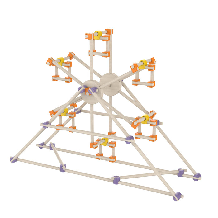 Beaver wood building kit packaging on a table with a blurred background