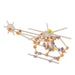 Toy construction set with white, orange, and purple components on a white background