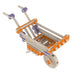 Toy construction set with orange and gray components on a white background