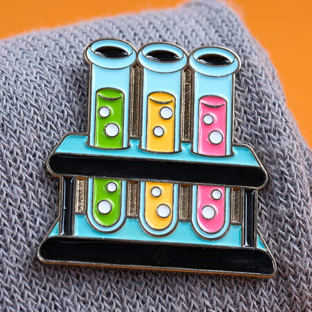 Test Tube Rack Enamel Pin — Heebie Jeebies Aus