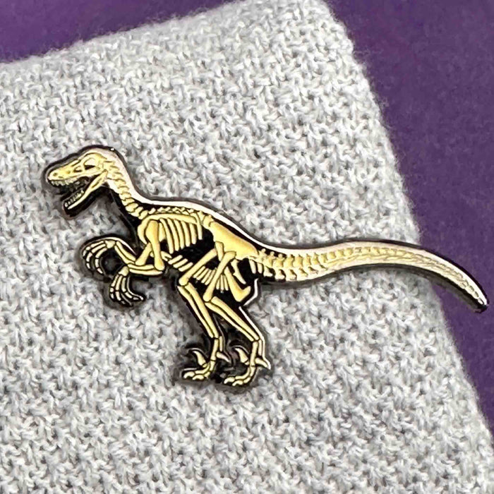 Enamel Pin | Dinosaur Skeleton Glow | Velociraptor
