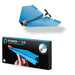 Blue paper airplane with black propeller and PowerUp 2.0 packaging on a white background