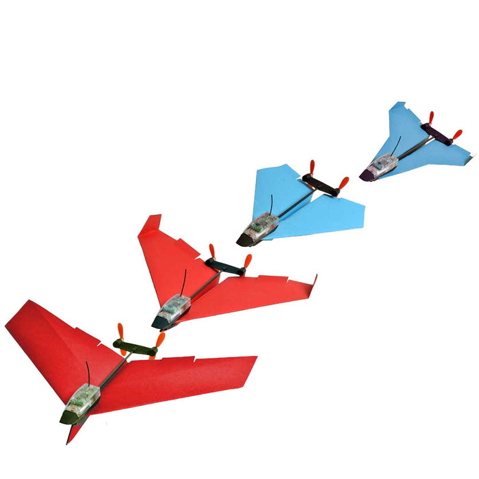 Powerup 4.0 - Starter Set with LCD Display Three paper airplanes, two red and one blue, on a white background